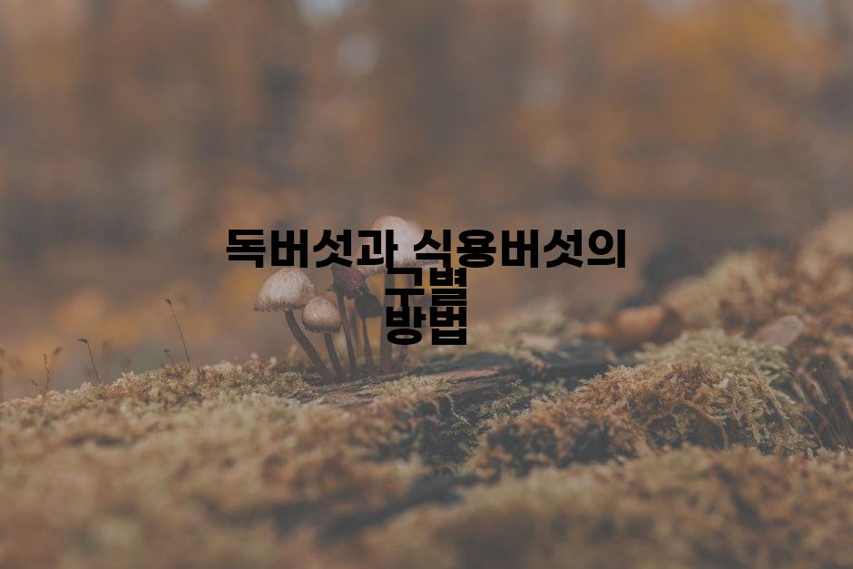 독버섯과 식용버섯의 구별 방법