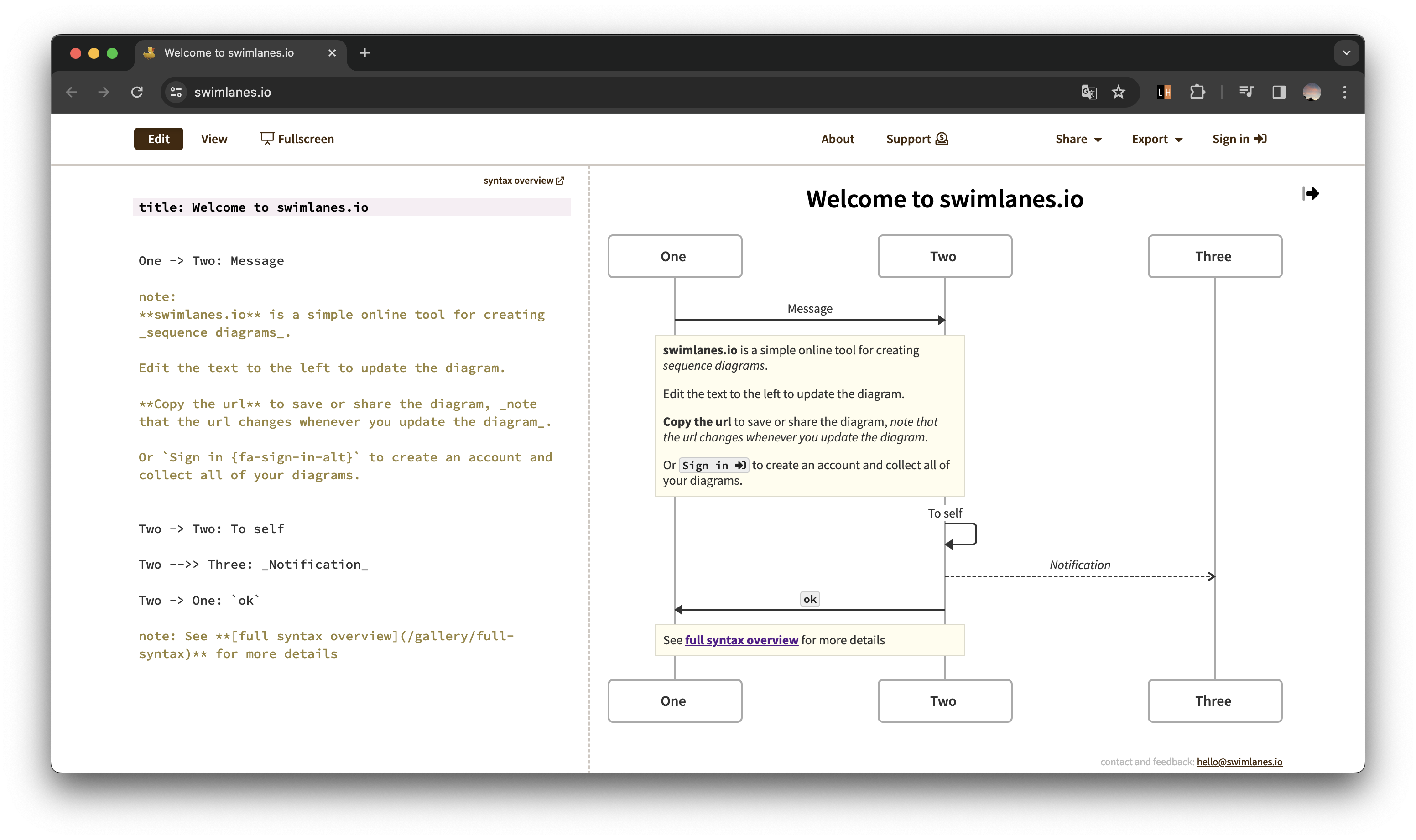 텍스트 기반 시퀀스 다이어그램 : swimlanes.io - 마카롱 김치찌게 그잡채