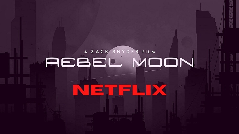 레벨 문에서 흐릿한 도시와 달이 있는 영화 포스터