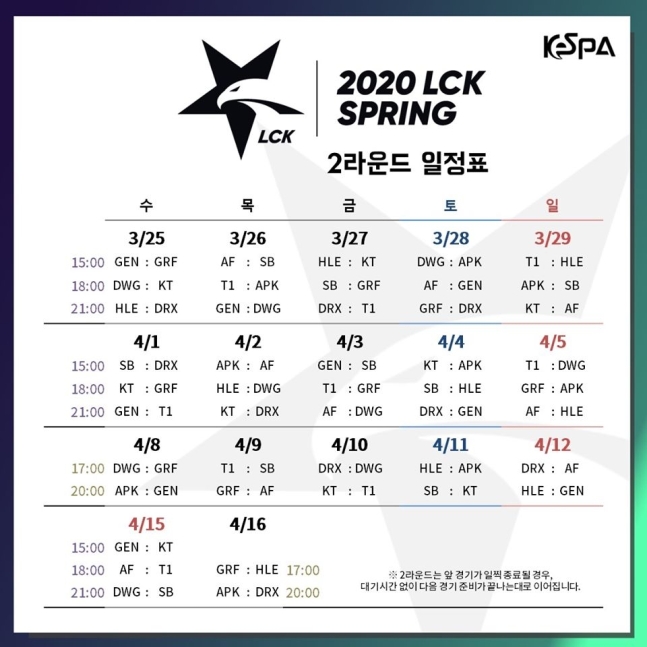  2020 LCK 스프링시즌 온라인으로 재개!! 일정 및 내용 공개!