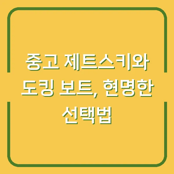 중고 제트스키와 도킹 보트, 현명한 선택법