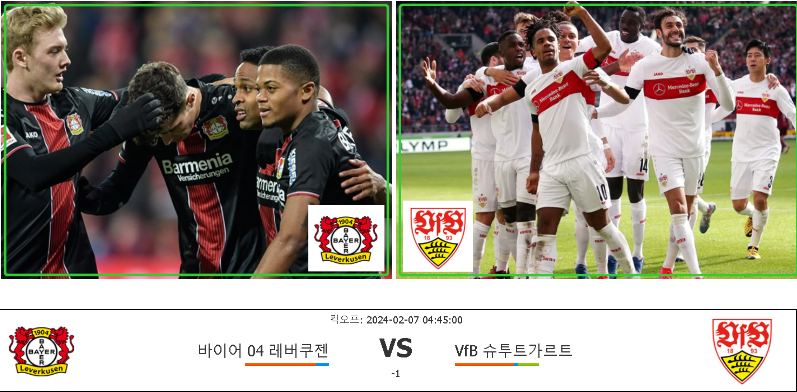  2월 7일 레버쿠젠 슈투트가르트 해외축구분석