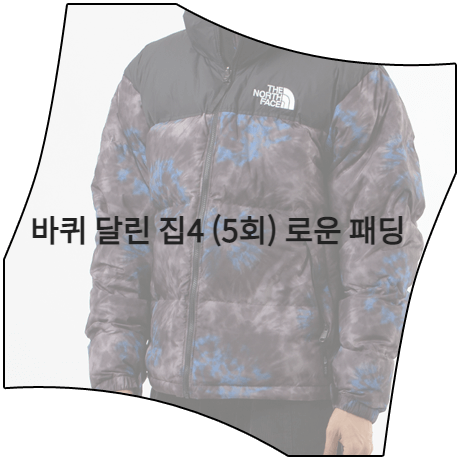  바퀴 달린 집4 (5회) 로운 패딩 점퍼 _ 노스페이스 1996 타이다이 프린팅 다운 자켓 (로운 패션)
