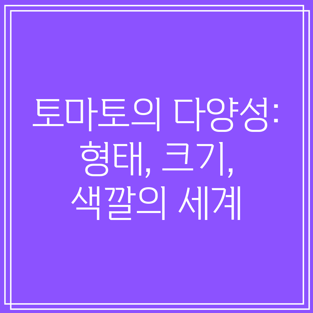 토마토의 다양성 형태, 크기, 색깔의 세계