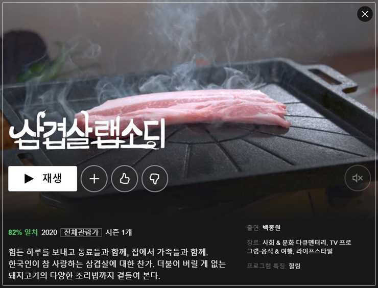  넷플릭스 볼만한 음식 관련 프로그램 - 삼겹살랩소디