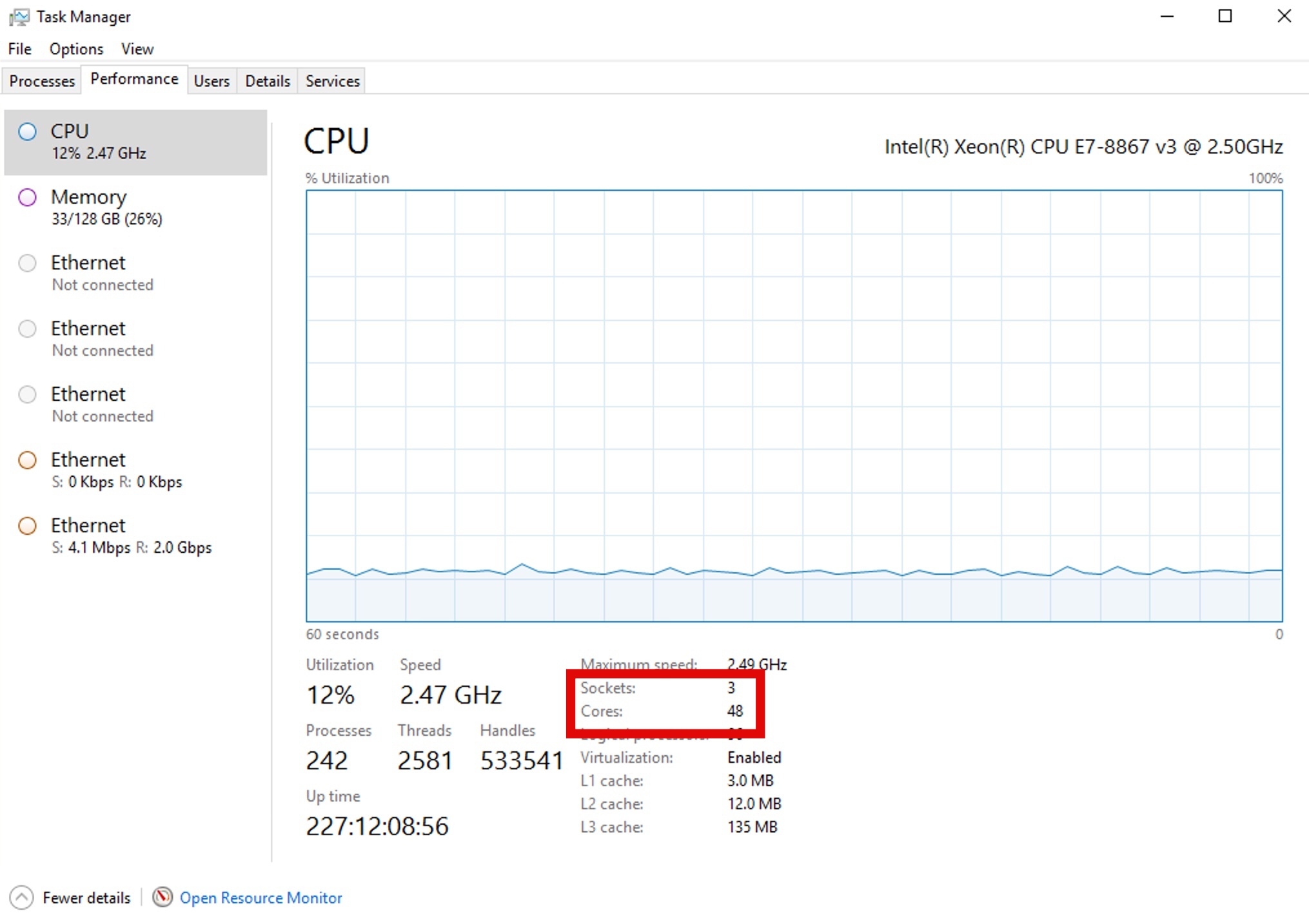 CPU 개수와 코어 개수 확인