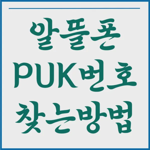 알뜰폰 PUK 번호 조회 유심 PUK 번호 찾는 2가지 방법!