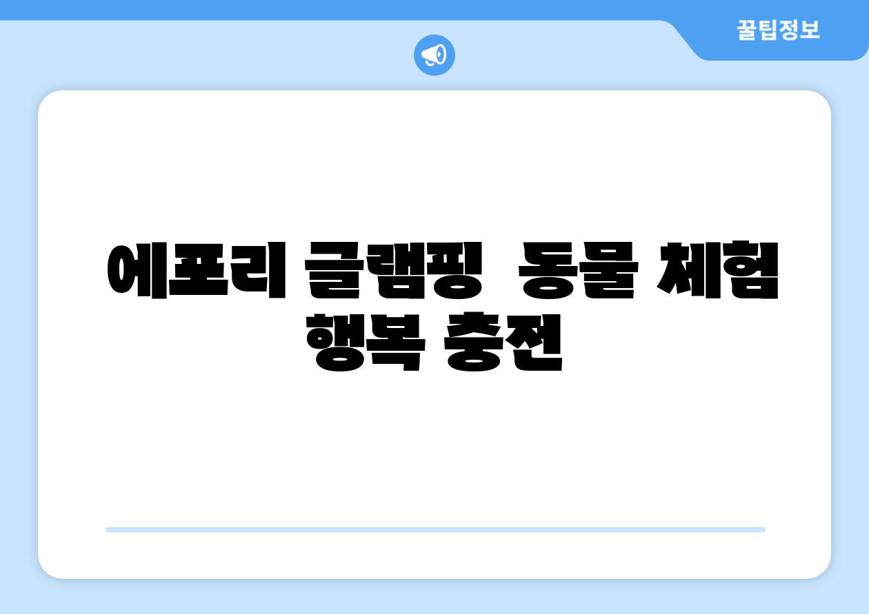  에포리 글램핑  동물 체험  행복 충전