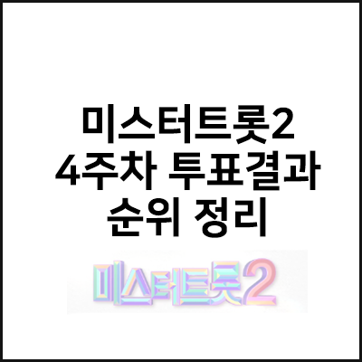  미스터트롯2 4주차 투표결과 순위 정리