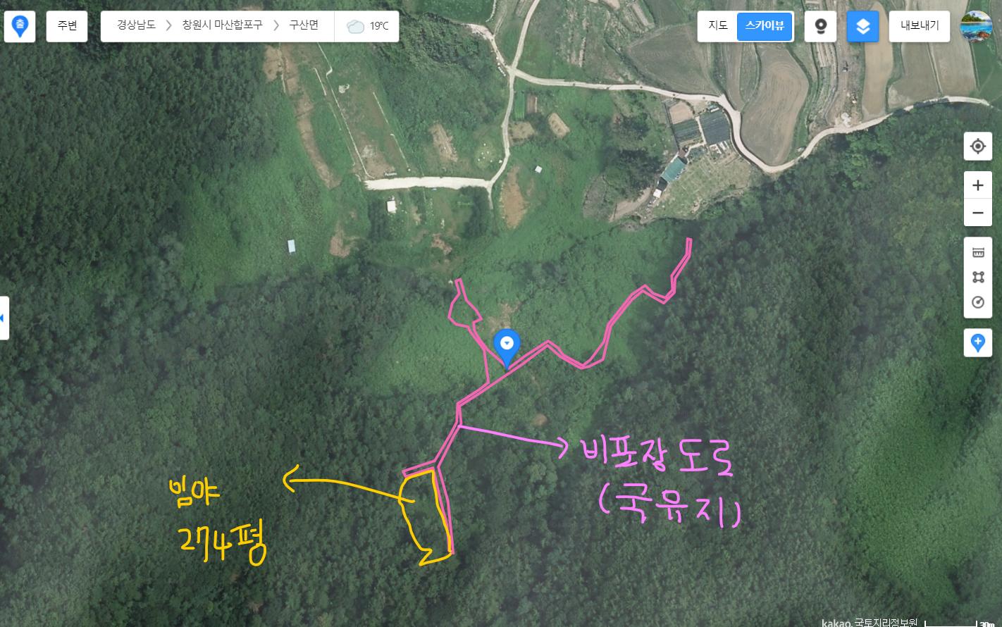  (땅나라 346번) 경남 창원시 마산합포구 구산면 소재, 비포장 도로 접한 주말농장 토지 매매 / 문의 055)585-0053