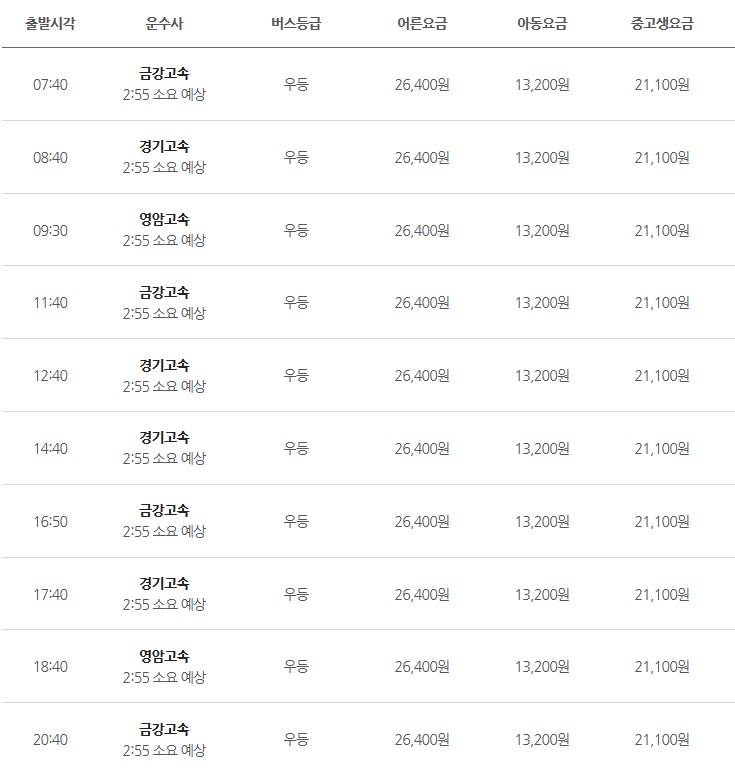 문막 인천공항버스 시간표