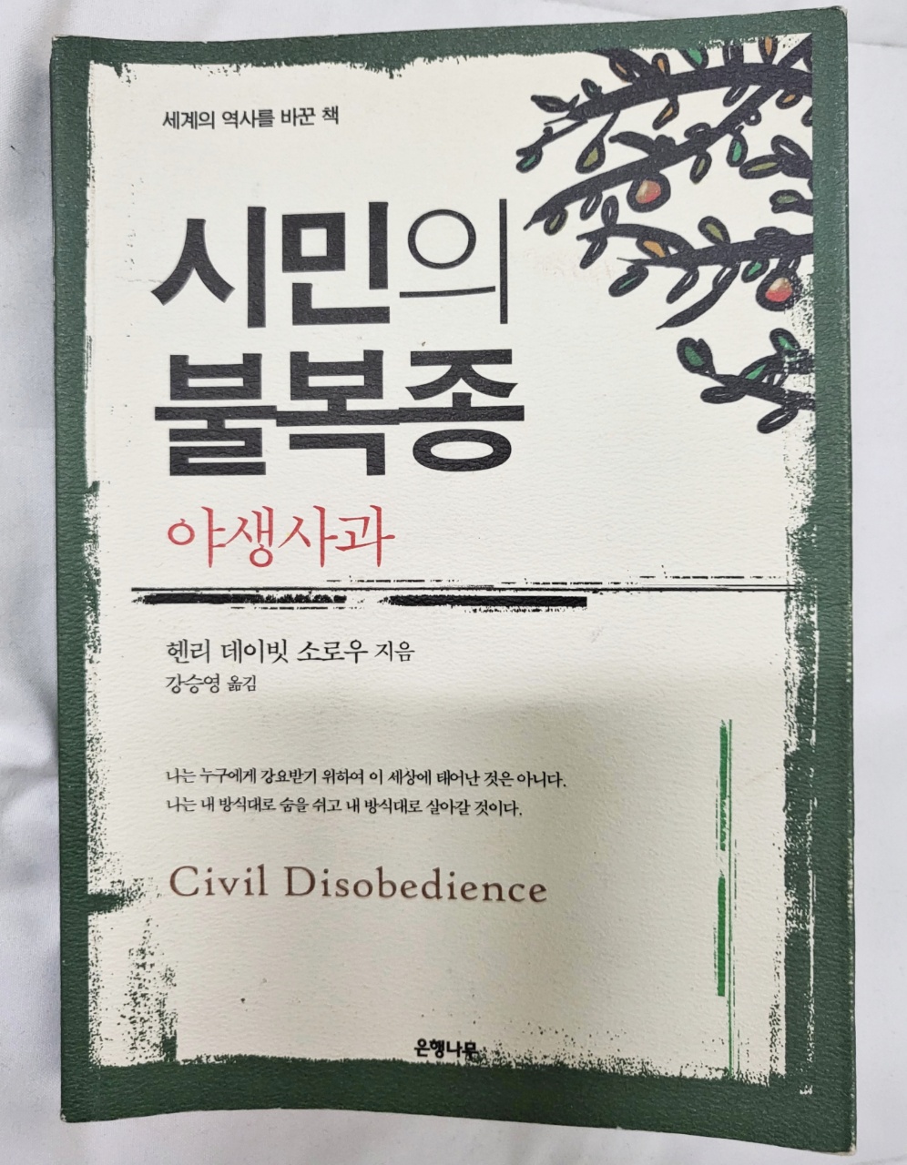  헨리 데이빗 소로우(시민의 불복종 )책을 읽고나서