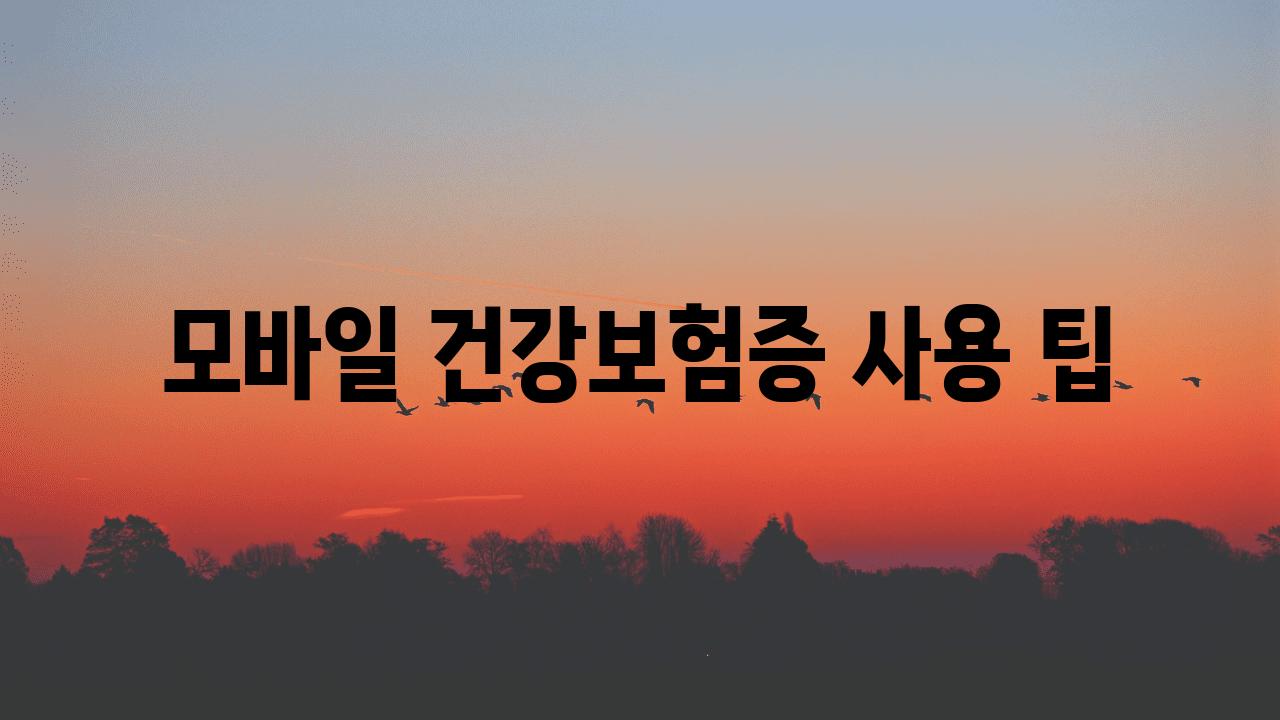 모바일 건강보험증 사용 팁