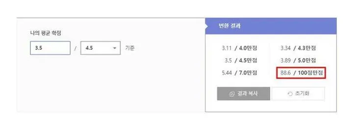 학점 백분위 환산