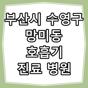 부산시 수영구 망미동 호흡기 내과 진료 동네 병원