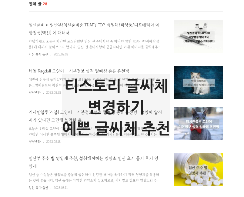  티스토리 폰트 글씨체 변경하기(상세한설명), 예쁜 폰트/글씨체 추천
