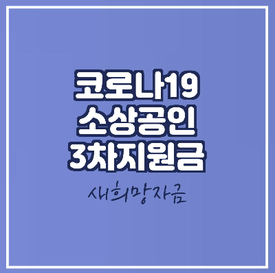  코로나 소상공인 3차 지원금 / 새희망자금