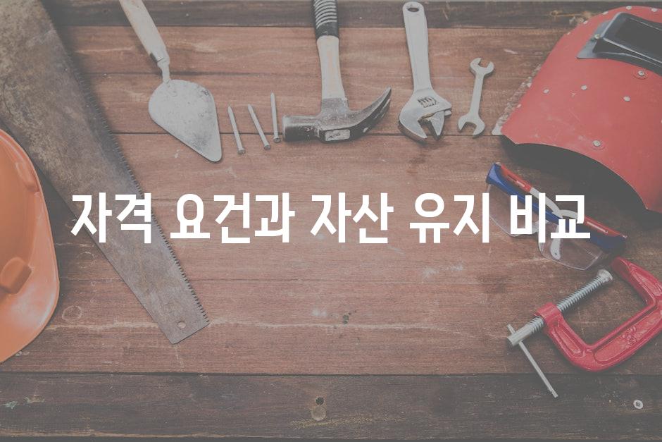 자격 요건과 자산 유지 비교