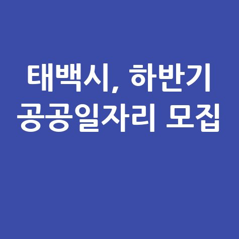 2025 태백시 하반기공공 근로 일자리 신청방법