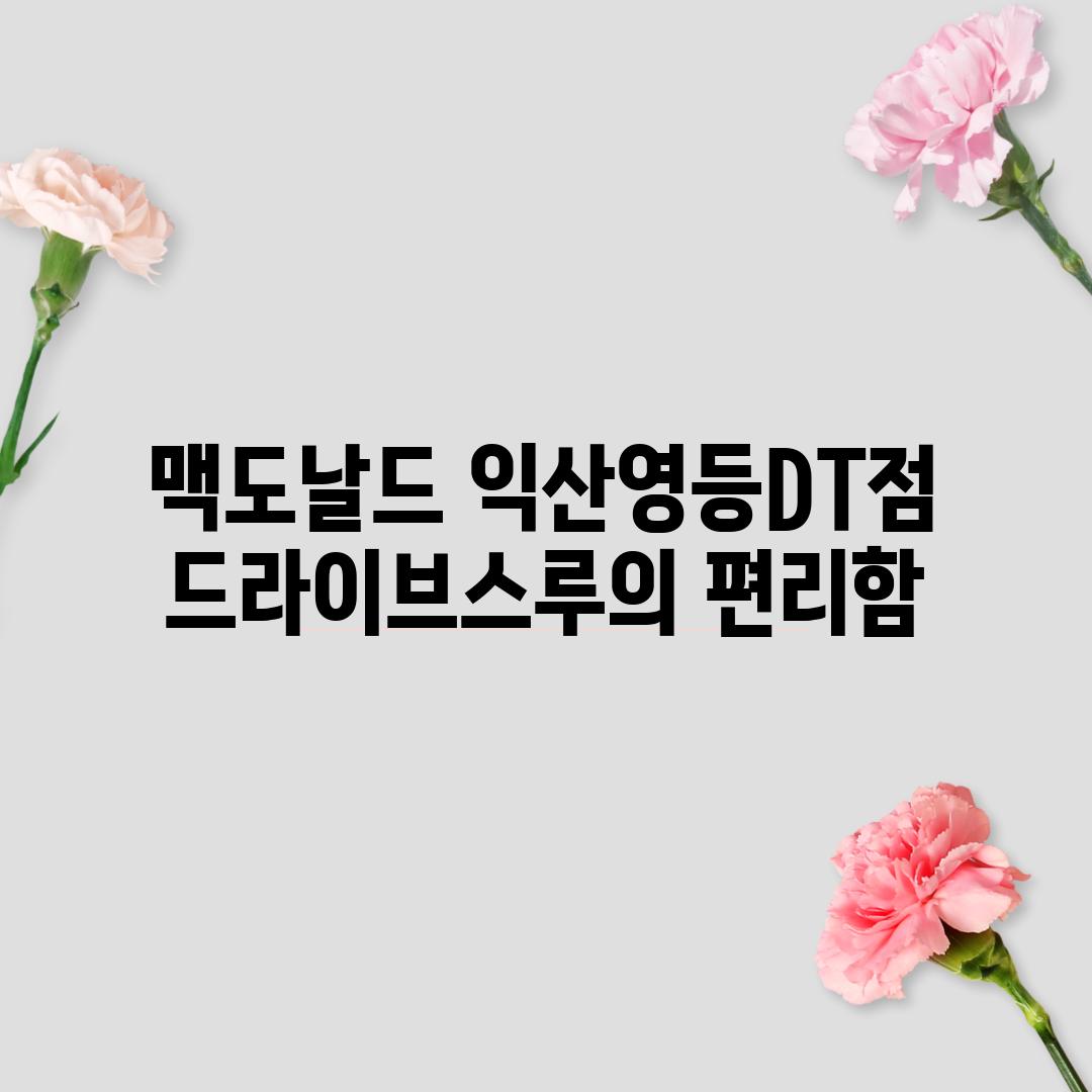 맥도날드 익산영등DT점: 드라이브스루의 편리함!