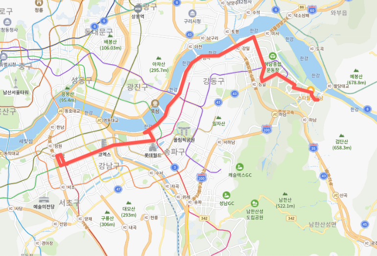  [직행]9303버스 노선, 요금, 시간표 정보 :: 하남, 스타필드, 하남풍산역, 잠실역, 역삼역, 강남역