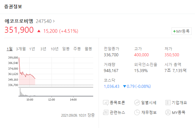  에코프로비엠 주가 전망과 기대감