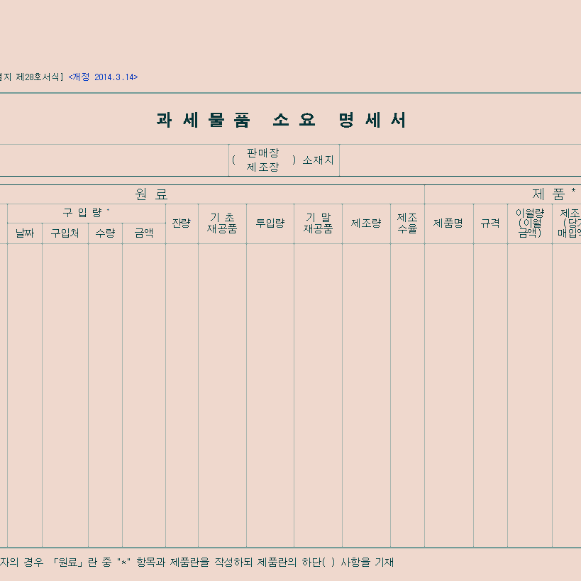  과세물품 소요 명세서란?/개별소비세 공제 신청 첨부서류