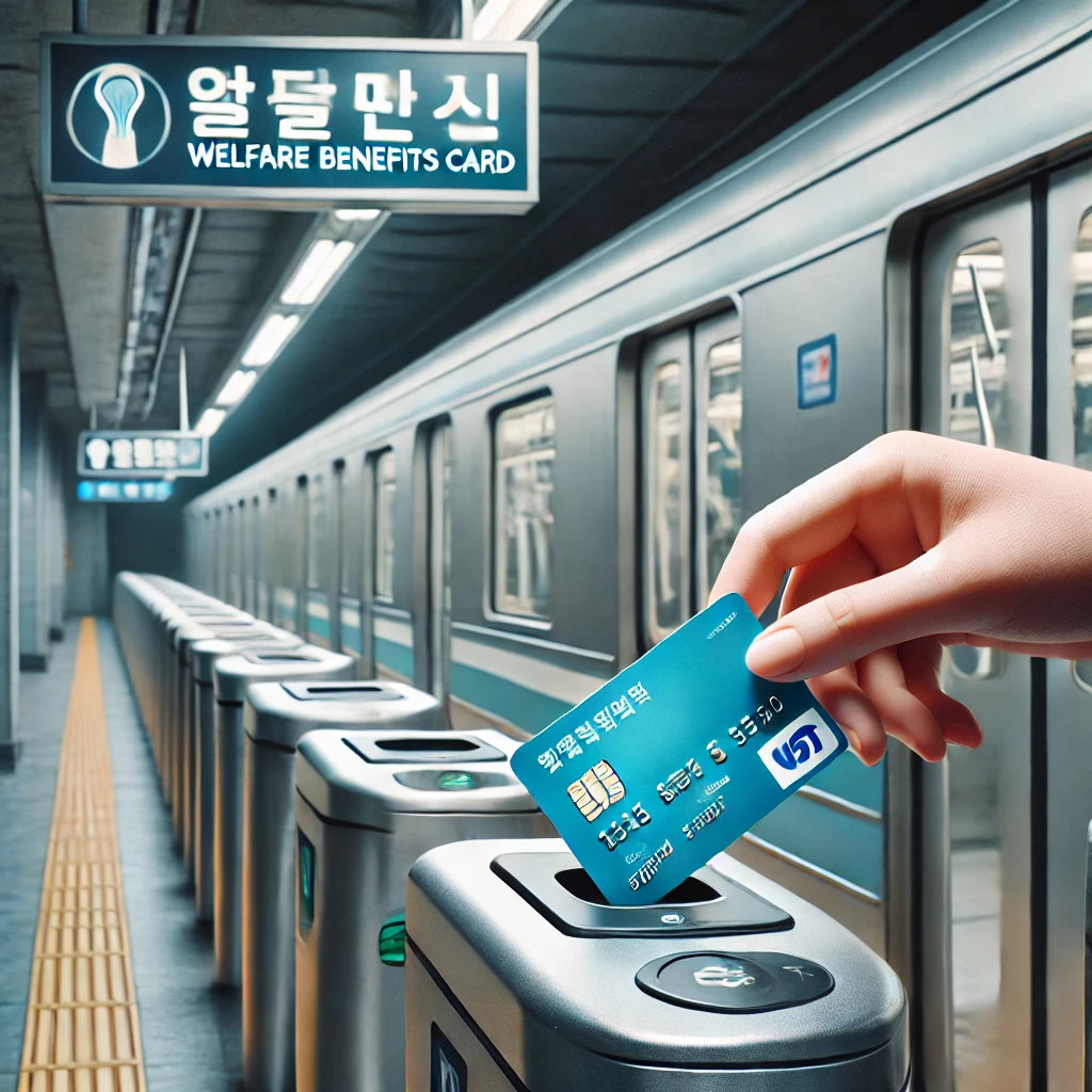 한국 지하철 요금 결제 시 복지카드를 사용하는 사람