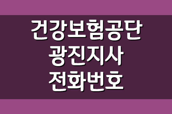  건강보험공단 광진지사 전화번호, 팩스번호, 주소, 위치