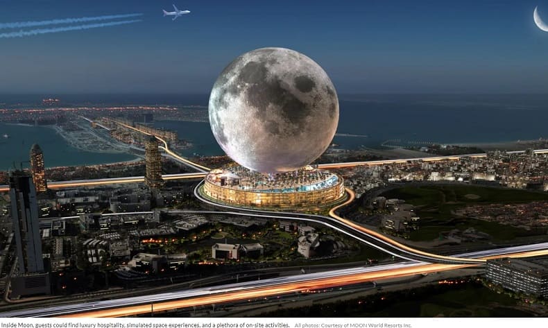  에이 달 못갈 바에는 아예 여기다 짓자...두바이, 달을 몽땅 옯겨 놓은 리조트 건설 VIDEO: A Proposed Moon Resort in Dubai Lets You Experience Space Travel From Earth