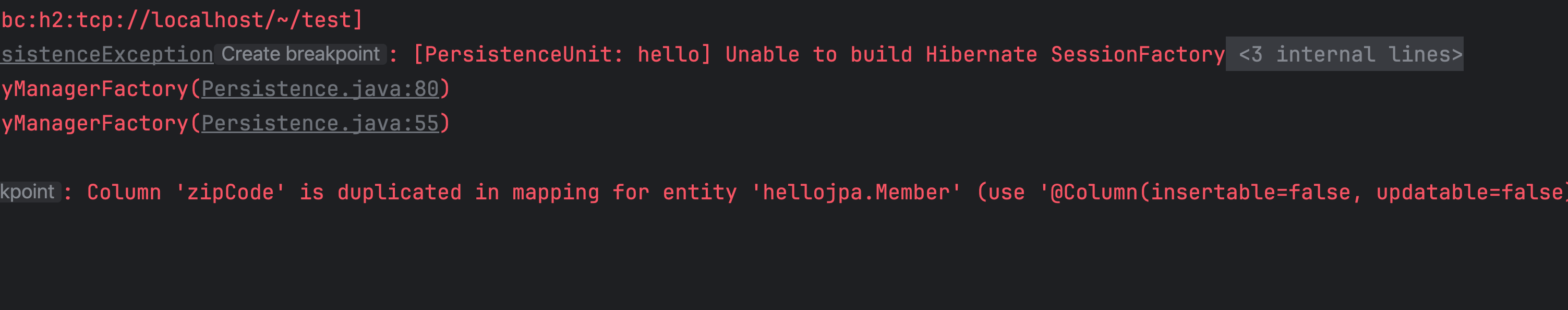 Repeated column in mapping for entity outlet