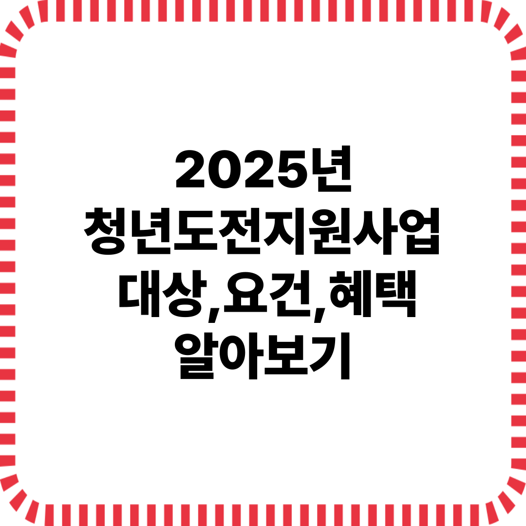 2025년 청년도전지원사업 대상,요건,혜택 알아보기