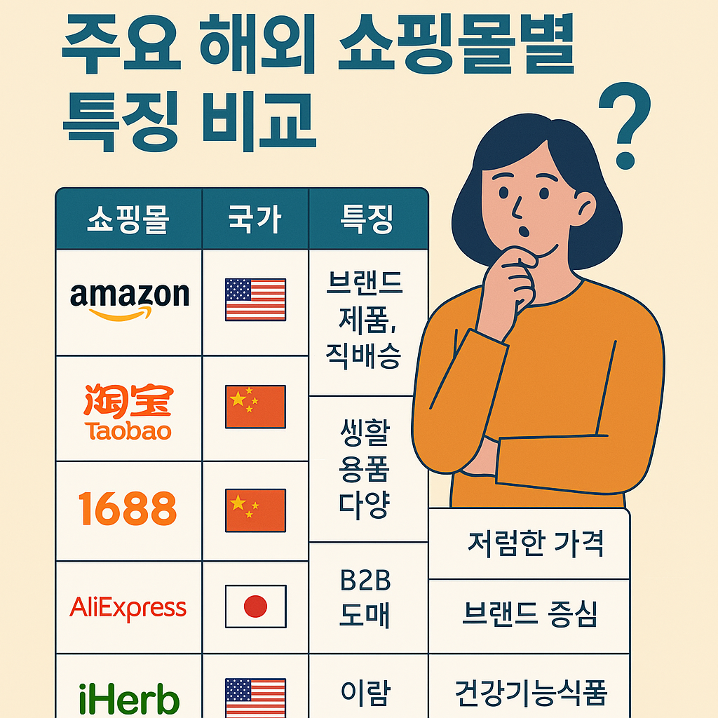 주요 해외 쇼핑몰별 특징 비교