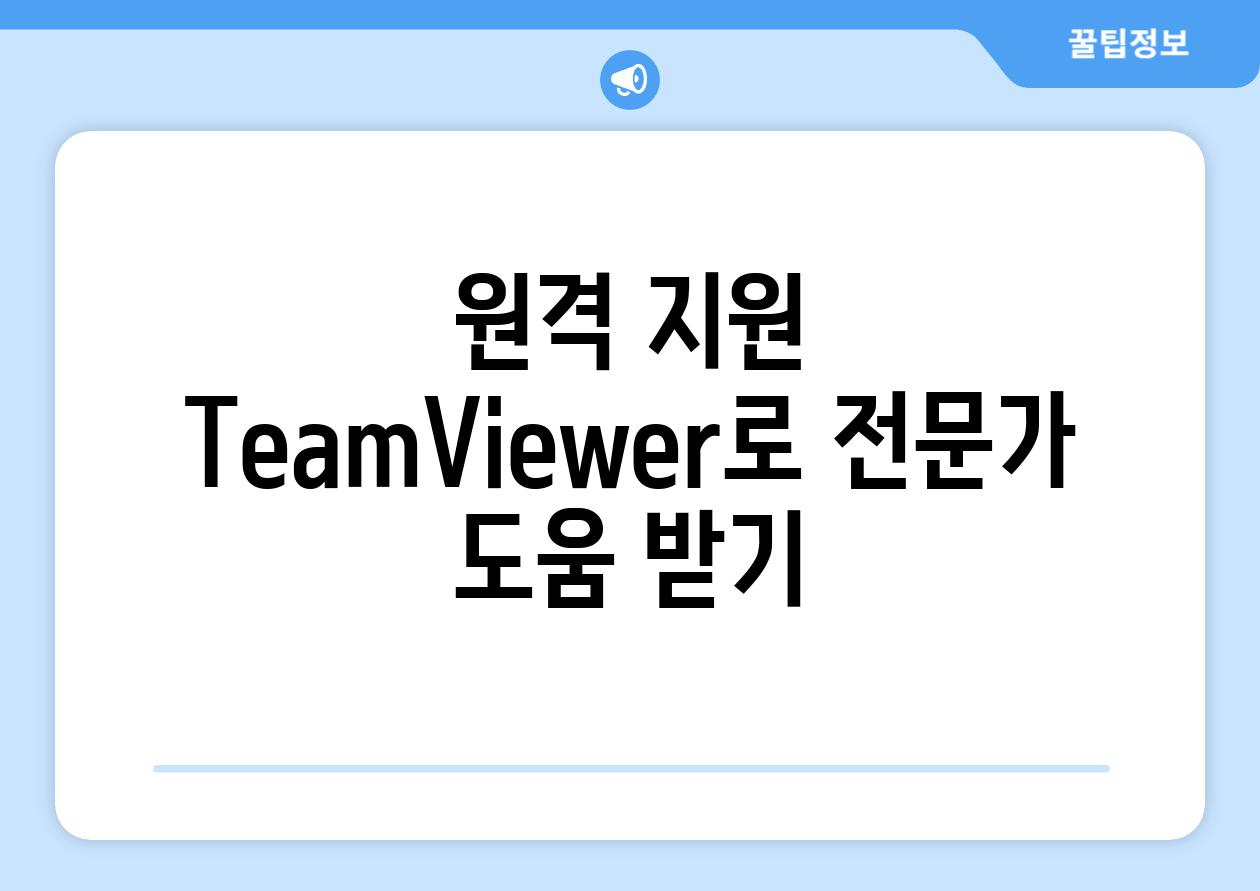 원격 지원 TeamViewer로 전문가 도움 받기