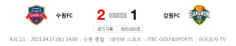  2021 K리그1 / 10라운드 - 수원FC 대 강원FC (2021년 4월 17일 경기 하이라이트)