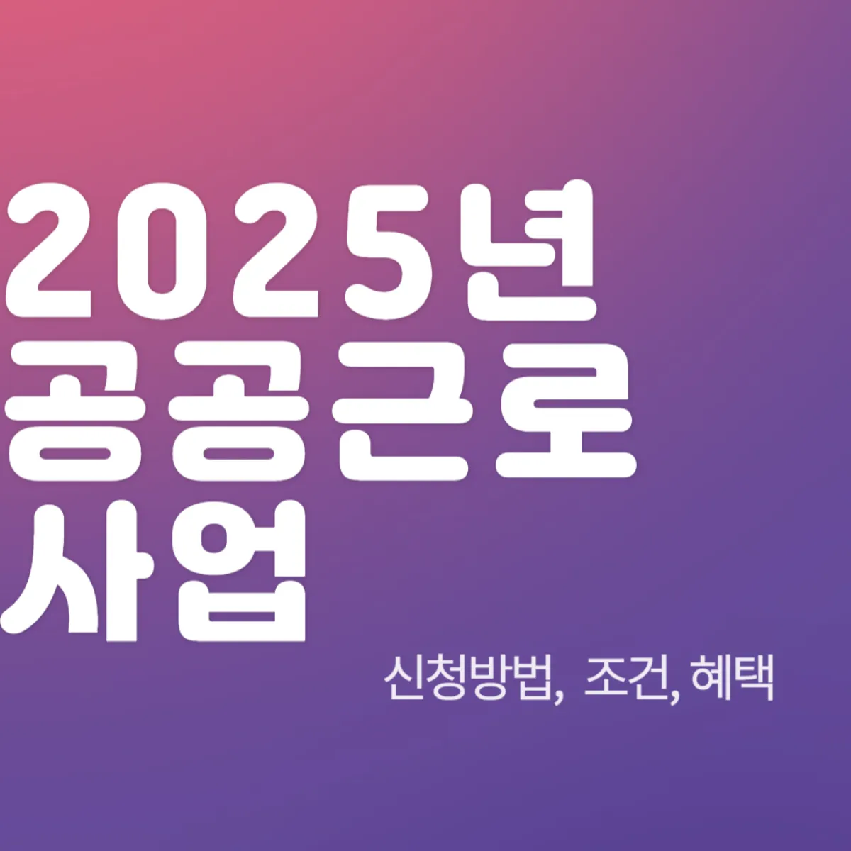 2025 공공근로 사업 총정리