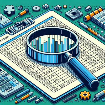 확대경으로 데이터 차트를 분석하는 작업