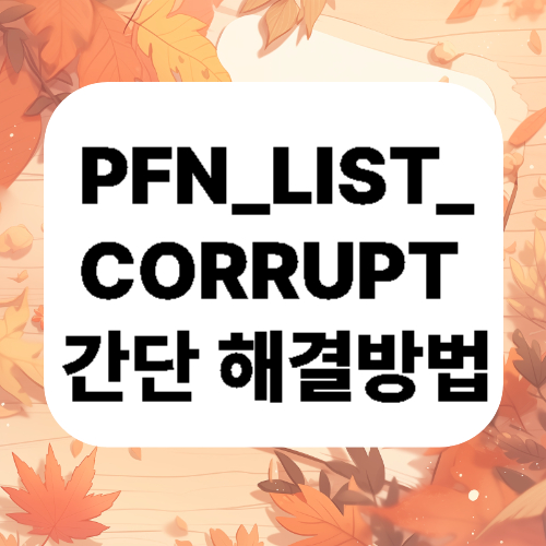 PFN_LIST_CORRUPT 간단 해결방법