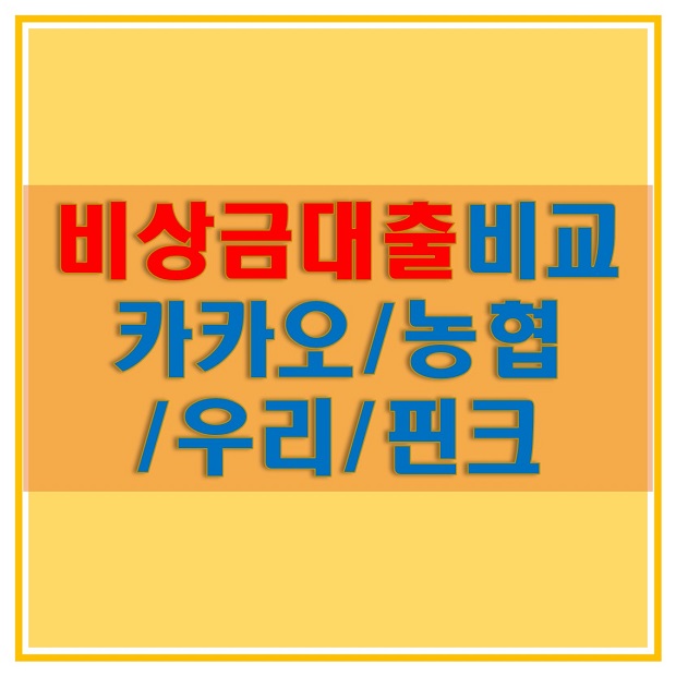  카카오/농협/우리/핀크 비상금 대출 한도 및 금리 비교 분석하고 합리적으로 대출받자!