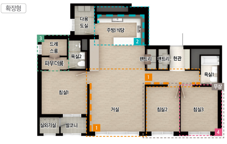 분당 금호어울림 그린파크 84C형 평면도