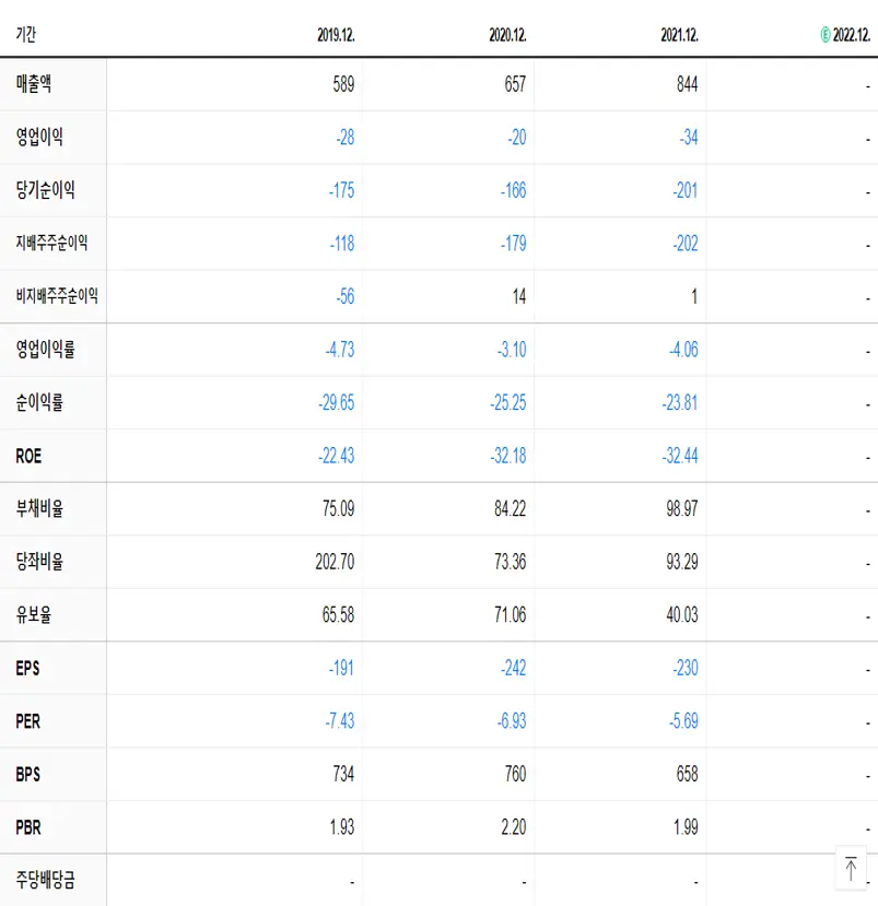 비엘팜텍 재무제표