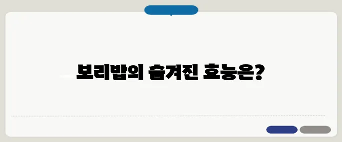 보리밥 효능과 건강 효과