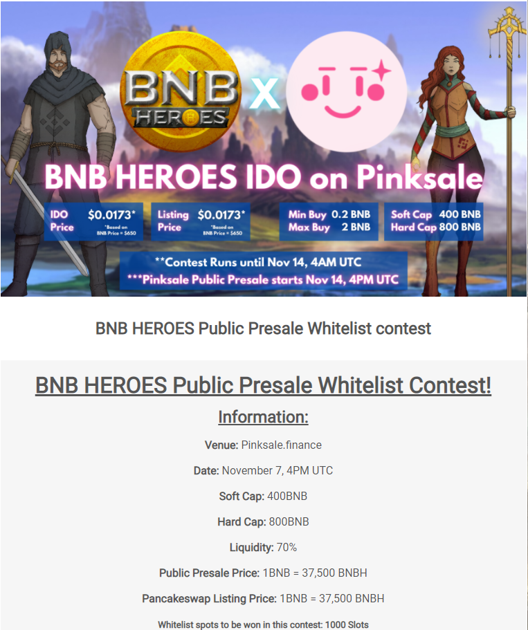  BNB Heros(BNB 히어로즈) 프리세일 화이트리스트 추첨