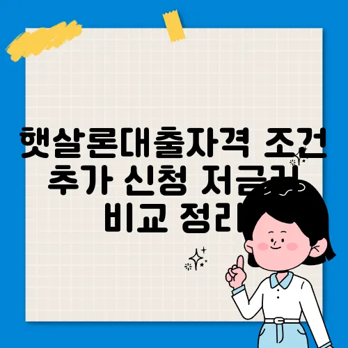 햇살론대출자격 조건 추가 신청 저금리 비교 정리