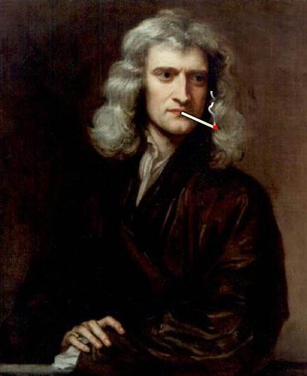 담배 피우는 뉴턴의 합성 초상화