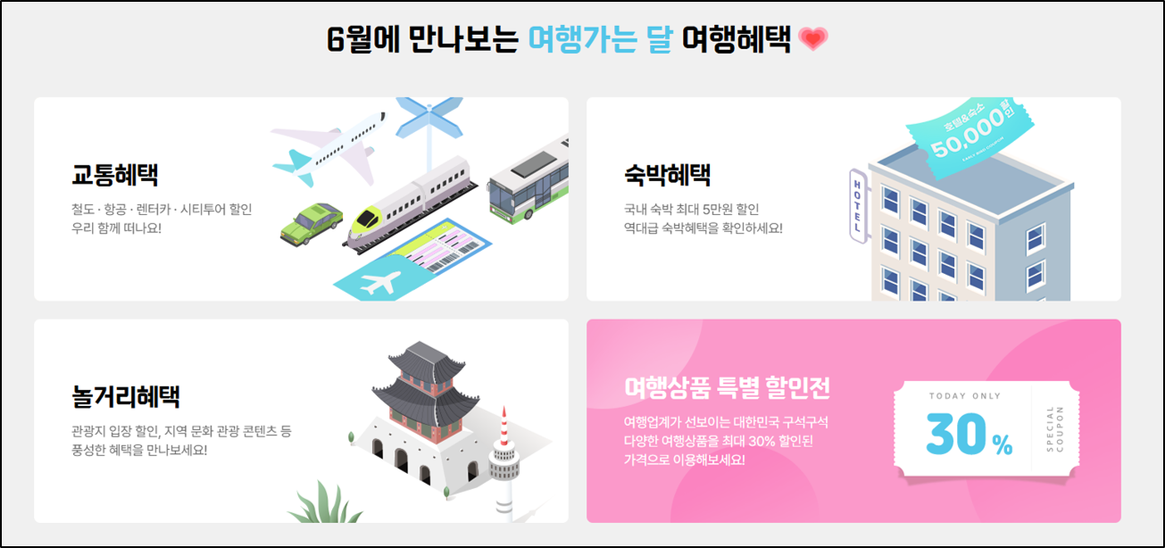여행가는 달 6월 혜택