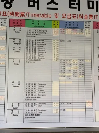 거창 시외버스터미널 시간표 예매 요금_5