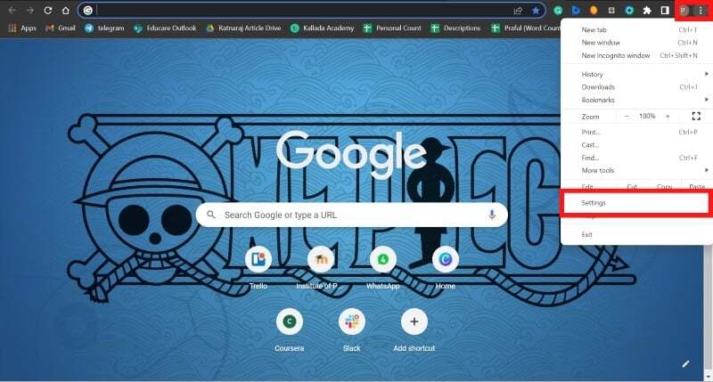 크롬 세팅 메뉴