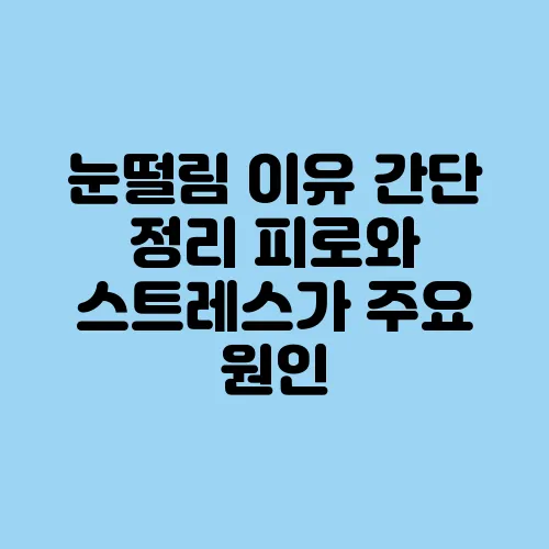 눈떨림 이유 간단 정리 피로와 스트레스가 주요 원인