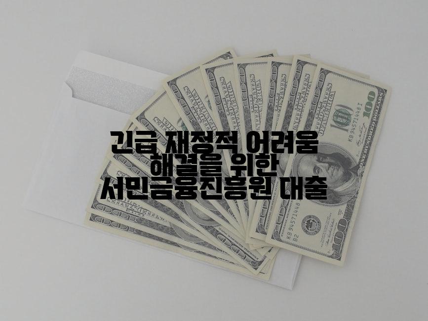 긴급 재정적 어려움 해결을 위한 서민금융진흥원 대출